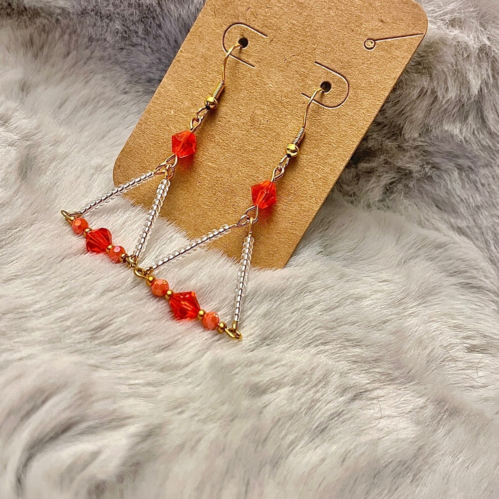 Elegant Orange Beaded Earrings